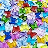 LIMAOLLY 200pcs 12x15mm Acrylic Butterfly Beads Assorted Clear Spacer Beads Loose Butterfly Shaped Beads with Hole for Earring Necklace Bracelet Lanyard Jewelry DIY Craft Making(Mixed Color)