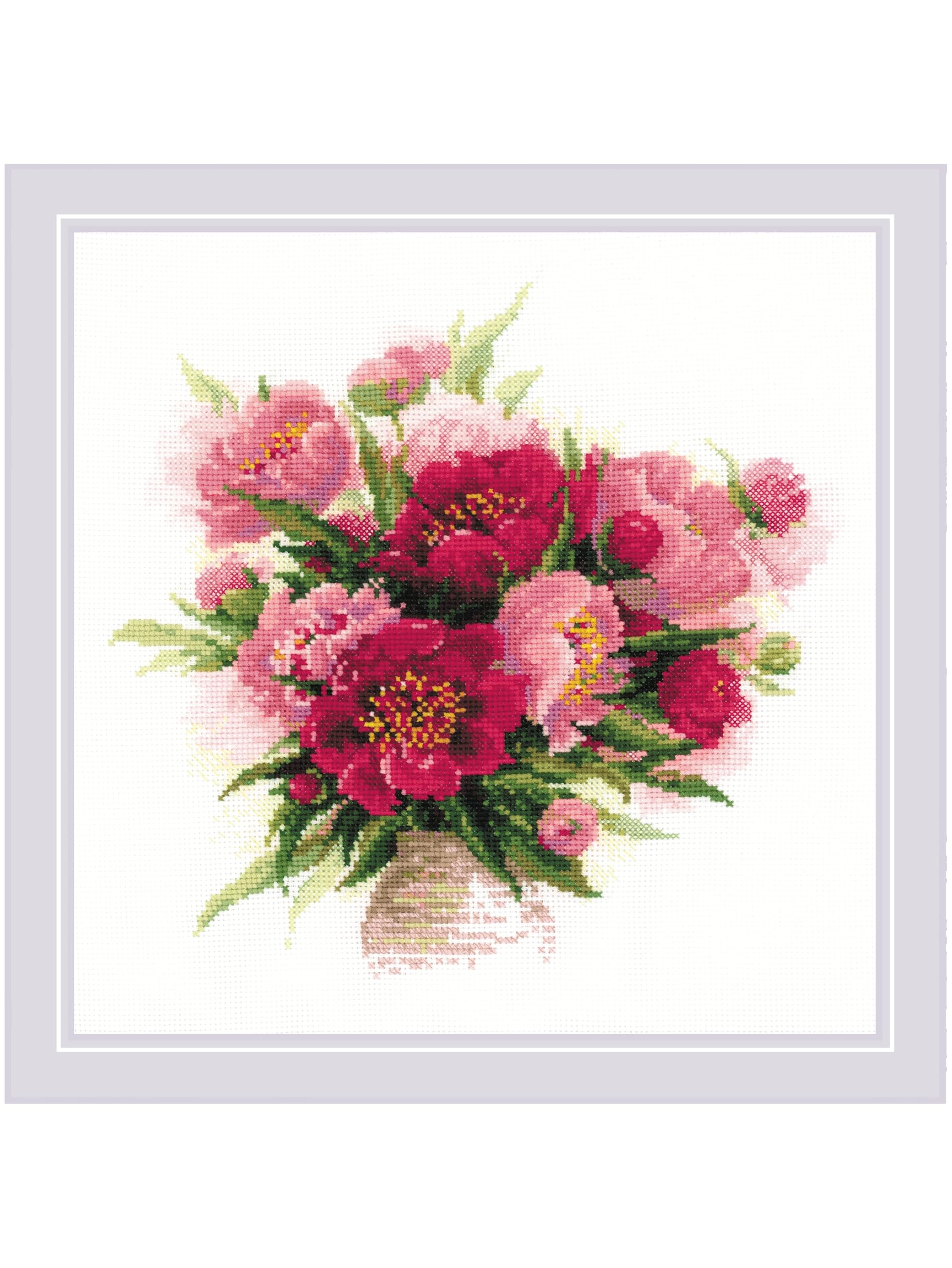Riolis Cross Stitch Kit - 1259 - Peonies in Vase