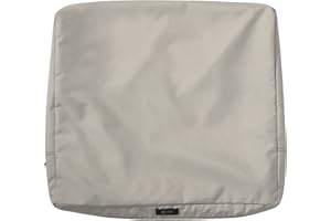 Classic Accessories Ravenna Water-Resistant Patio Lounge Chair/Loveseat Back Cushion Cover, 21"W x 20"H x 4" Thick, Mushroom