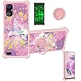 jioeuinly Case for Nuu A23 Plus S6304l Case Compatible with Nuu A23 Plus Phone Case Cover [with Tempered Glass Screen Protector][Ring Support][Gold Glitter+Luminous] JSF-DJS