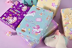 Titiweet Unicorn Wrapping Paper, 6 Large Sheets