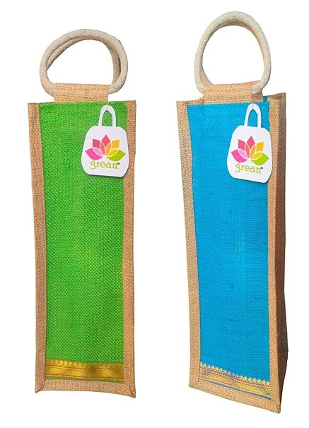 GREAN Combo Coloured Jute Bottle Bag-Set of 2