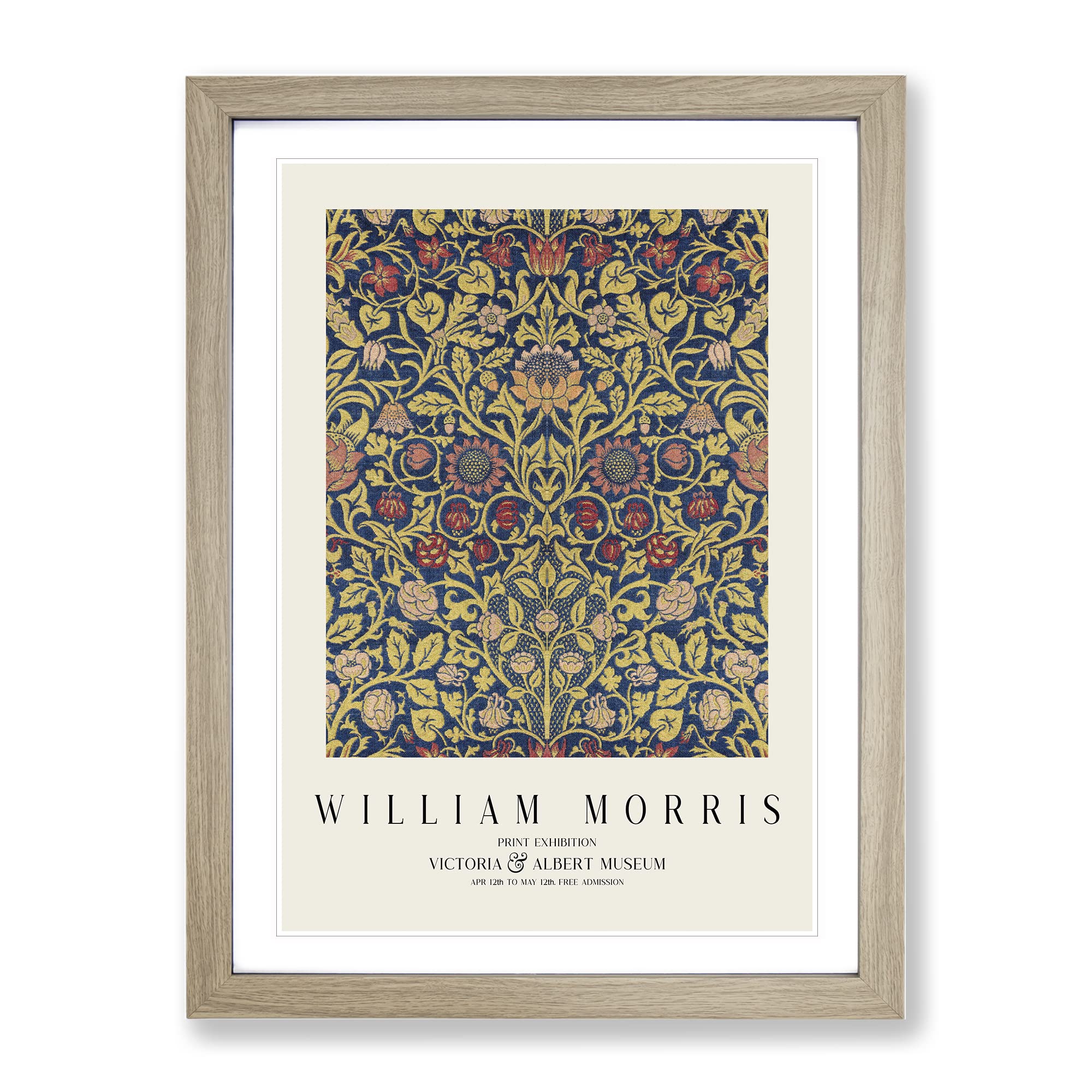 Violet And Columbine Vol.2 By William Morris Exhibition Museum Painting Framed Wall Art Print, Ready to Hang Picture for Living Room Bedroom Home Office Décor, Oak A3 (34 x 46 cm)