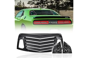 CUMART Rear Window Louver Windshield Sun Shade Cover ABS Black Compatible with Dodge Challenger 2008 2009 2010 2011 2012 2013 2014 2015 2016 2017 2018 2019 2020 (Black, Rear+Side)