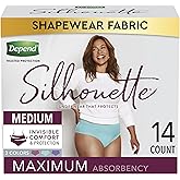 Depend Silhouette Incontinence Underwear for Women, Maximum Absorbency, Disposable, Medium, Lavender/Teal/Berry, 14 Count