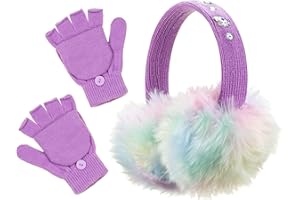 PEAK 2 PEAK Girls Earmuff and Convertible Fingerless Gloves Cold Weather Set