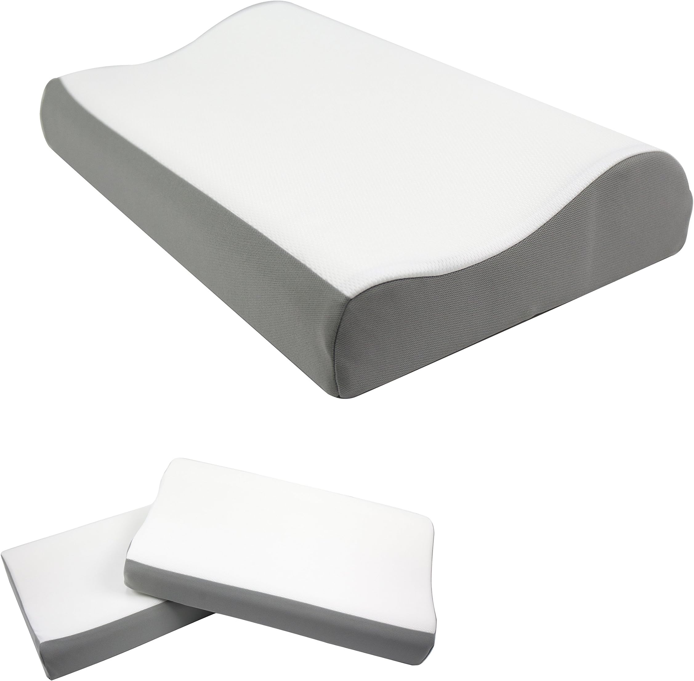 Moncross Memory Foam Pillow Set - 2Pack, Ergonomic Cervical Contour Pillow, Neck Support and Pain Relief, Removable and Washable Cover