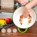 nuovva Enamelled Cast Iron Dutch Oven 5 Quart Green 24cm Lid view 9