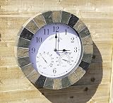 HomeZone Outdoor 38cm Clock and Thermometer Garden Wall Clock view 4