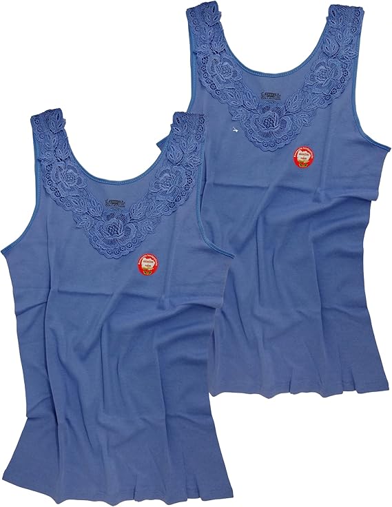 Yenita Women's Cotton Camisole Undershirt with Lace (Pack of 2) 100% Cotton Tank Top at Amazon 