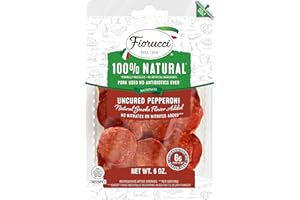 Fiorucci All Natural Uncured Pepperoni, Spicy Natural Smokey Flavor with No Nitrites & Antibiotic Free Pork, 6g of Protein, 6 Oz (Pack of 1)
