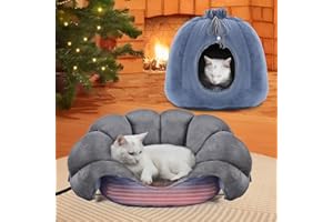 Rywell Heated Cat Bed, Versatile Heated Cat Bed Indoor, Soft & Cozy for All Seasons, Always Perfect Temperature with Overheat Protection Pet Bed for Cats & Small Dogs