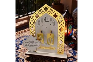 Ramadan Mubarak Countdown Advent Calendar, Wooden Ramadan Desk Ornaments Decoration 30 Days Til Eid, 2026 Diy Novelty Star Mo