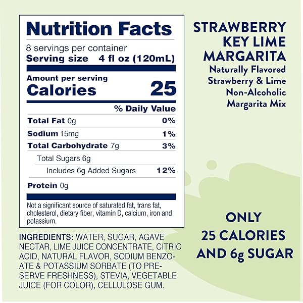 JORDAN’S SKINNY SYRUPS SUGAR FREE SYRUP, NATURALLY SWEETENED STRAWBERRY KEY LIME MARGARITA MIX, 32 OZ, LOW CALORIE FLAVORING, PROTEIN SHAKE, COCKTAIL & MORE, GLUTEN FREE, KETO FRIENDLY