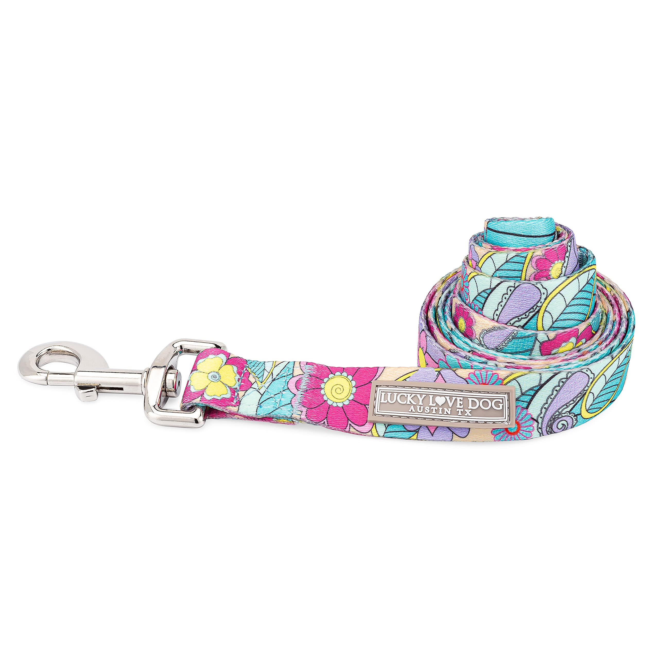 Lucky Love Dog Leash | Beautiful Vivid Patterns | Durable & Long Lasting (Caroline, Large)