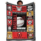 Baseball Sayings Throw Blanket 60x50 in - Soft Flannel Fleece, Red Black Collage Design, Boys & Teen Room Decor, Gift for Baseball Players, Fans & Coaches