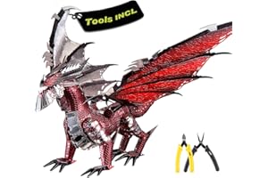 Piececool Black Dragon King 3D Metal Model Building Kits with DIY Tools Set, Challenging 3D Metal Puzzles for Family Time, Great Christmas Birthday New Year Gifts