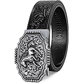 SANSTHS Western Cowboy Ratchet Belts for Men Women Leather Cowboy Belt with Automatic Western Buckle for Christmas Gifts