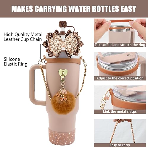 JINGSEN Stanley Cup Accessories Bling Bling Set – Includes Straw Cover, Silicone Cover, Handle Strap & Charms - View #11