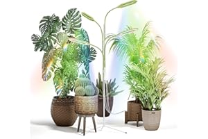 Diivoo Smart Grow Lights for Indoor Plants, 4 Heads Full Spectrum Plant Light with Stepless Dimming, Grow Lamp for Indoor Plants 360 Spin Gooseneck and Height Adjustable, Automatic Timer