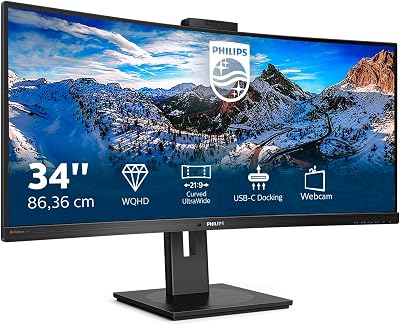 Philips 346P1CRH 34" QHD Curved Ultrawide Monitor 100Hz USB-C Dock Webcam HDR