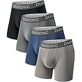 Duochic Men’s Underwear Boxer Briefs 4-Pack Breathable and Soft with Moisture-Wicking and Supportive Pouch