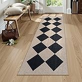 Collive Checkered Easy Jute Outdoor Runner Rug, 2 x 6 Washable Runners for Hallways Woven Farmhouse Kitchen Runner Rug Non Slip, Geometric Diamond Indoor Outdoors Carpet for Porch Entryway Backyard