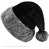 MROMT Santa Hat Adult Plush Xmas Fluffy Christmas Hat for Men Women Adults