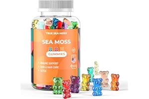 TRUESEAMOSS Sea Moss Gummies for Adults & Kids – Contains Irish Sea Moss + Burdock Root + Bladderwrack + Sodium – 60 Gummies for Stronger Immune, Healthier Skin & Hair, Detox – Made in USA