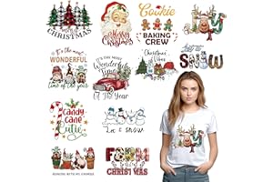 NANZHOO 12 Sheets Christmas Iron on Transfers for T-Shirts, DTF Transfers Ready to Press Heat Transfer Vinyl, Christmas Iron on Decals Iron on Patches, Vinyl Stickers for Clothes Bag Pillow Christmas Crafts