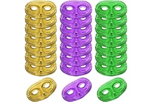 WOBENY 24 Piece Mardi Gras Masks Bulk, Metallic Gold Purple Green Masquerade Half Masks Costume Party Supplies, Mardi Gras Decorations for Women, Men and Kids
