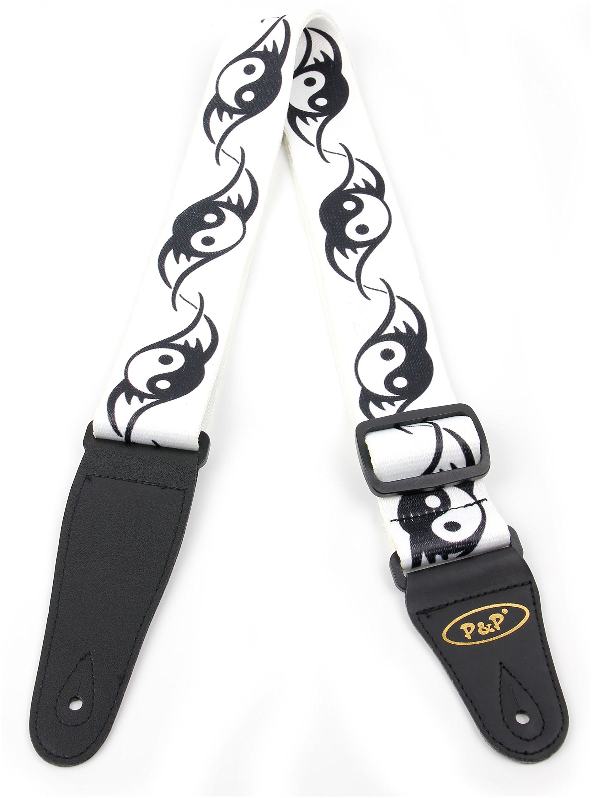 Bray Premium Universal Ying And Yang Guitar Strap For Gibson, Ibanez, Tanglewood, Yamaha & Fender Acoustic Guitars With Reinforced Ends