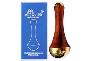 WITSOUL Double Cup kansa Wand face,Foot and Eye Massager/Unique Design - 2 in 1 Kansa/Two Different Sizes with Teak Wood Hand