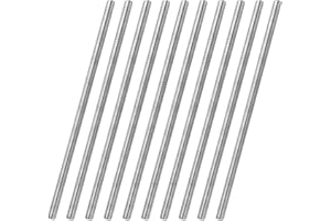 LOYORTY 10 Pack M10 x 250mm Fully Threaded Rods, 304 Stainless Steel Threaded Rod, M10-1.5 Threaded Rod Bars Studs, Right Hand Threads, fits for Anchor Bolts, Clamps, Hangers, U-Bolts (2/5" x 10")