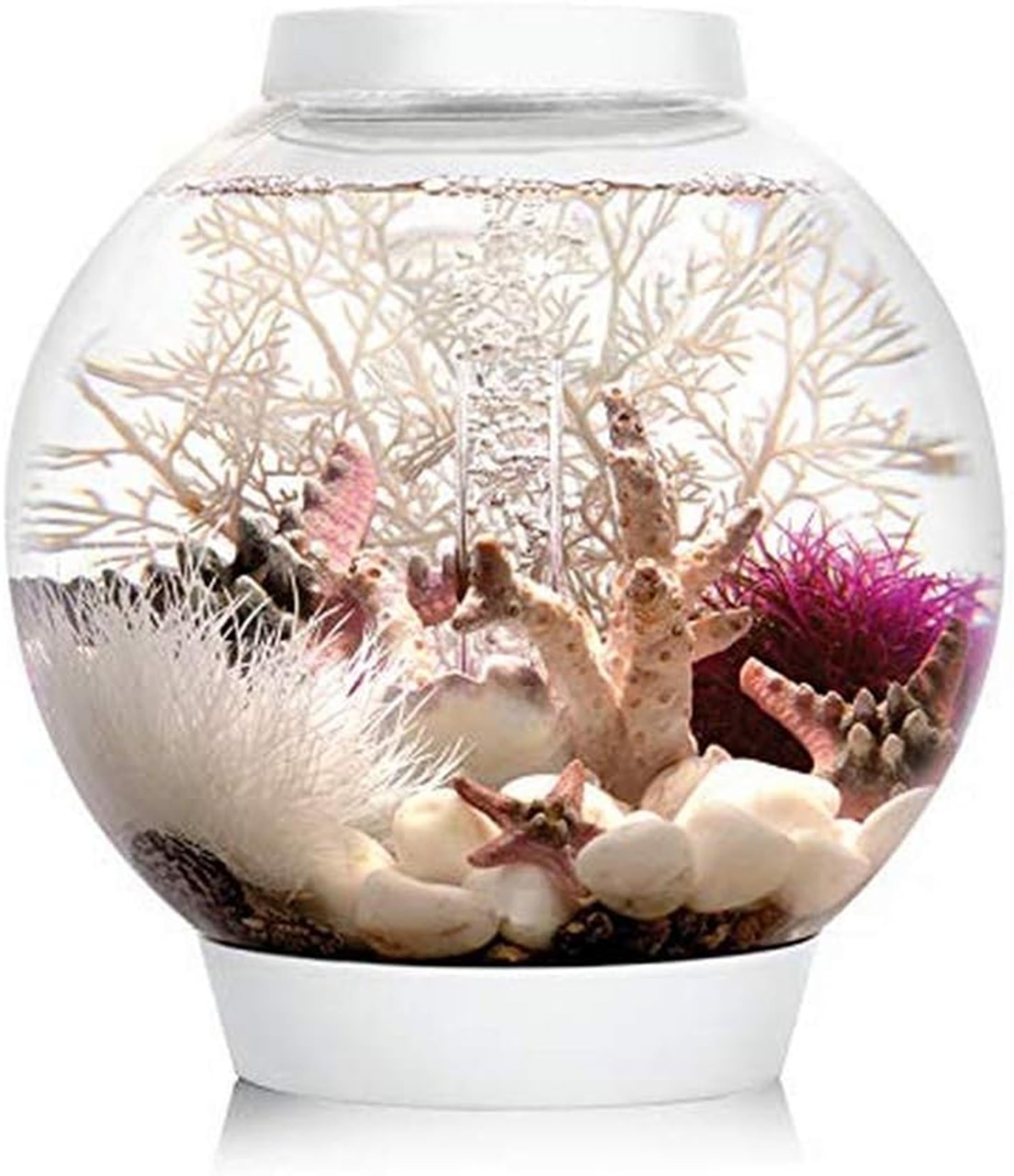 biOrb CLASSIC 15 Aquarium (White, 15 Litres), Perfect Beginner Fish Tank With Integrated LED Lights, Quick & Easy To Set Up, 360-Degree View Aquarium With 5-Step Filtration System, Acrylic Fish Tank