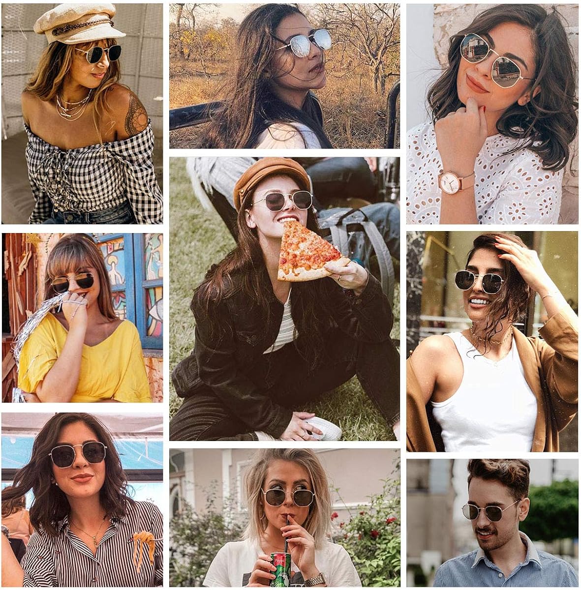 SOJOS Small Square Polarized Sunglasses for Men and Women Polygon Mirrored Lens SJ1072 with Gold Frame/Grey Lens: Clothing