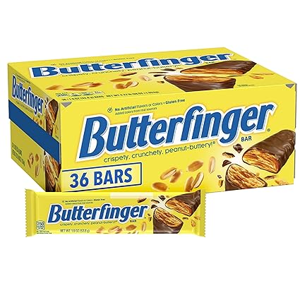Amazon Com Butterfinger Chocolate Y Halloween Candy Bars 1 9 Ounce Individually Wrapped Bars For Trick Or Treat Bags Pack Of 36 Grocery Gourmet Food