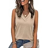 Zeagoo Tank Top for Women V Neck Loose Fit Sleeveless Summer Tops Business Casual Outfits Dressy Blouses Shirts