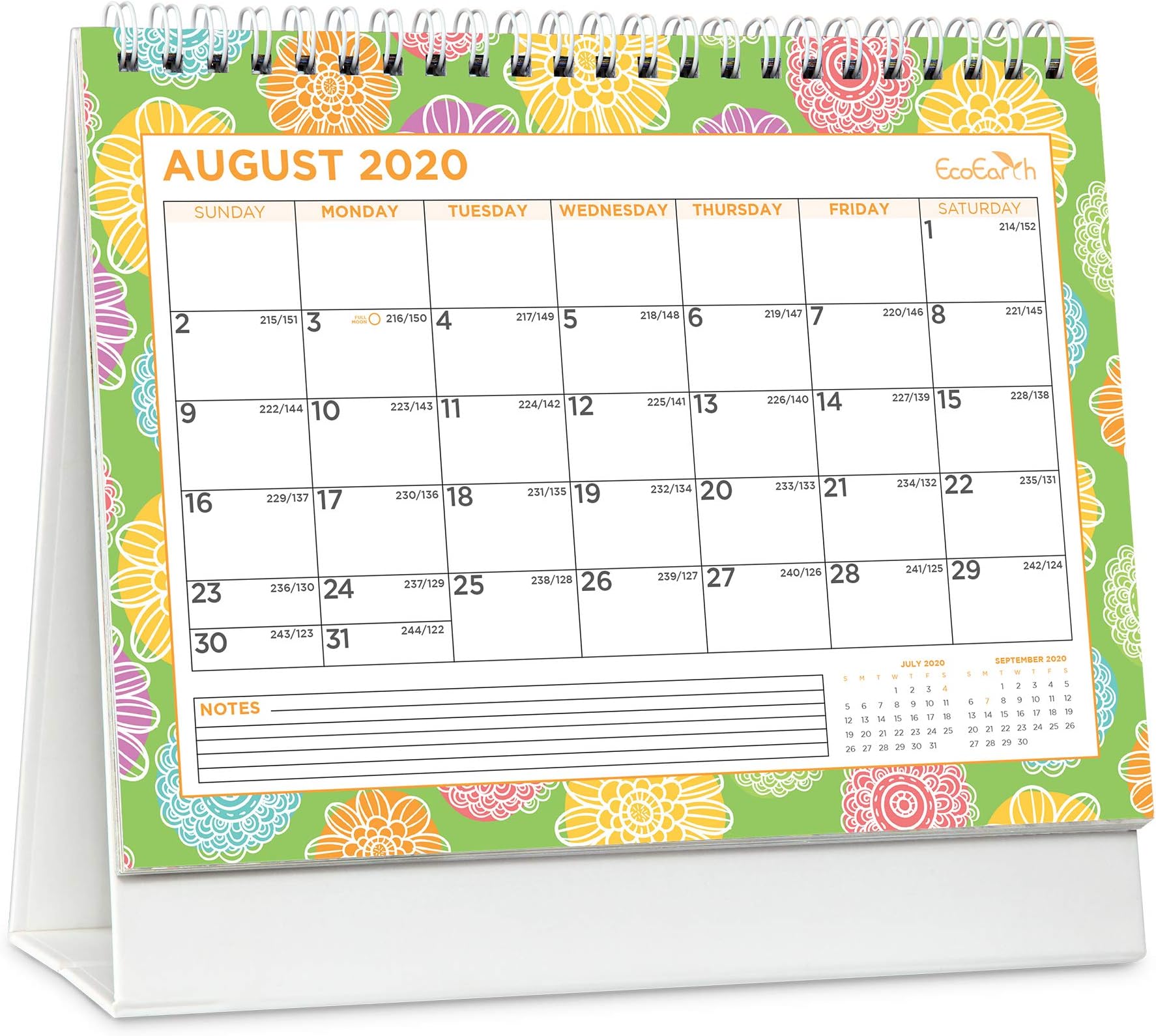 EcoEarth Biodegradable 8x6 Inch Standing Desk Calendar (5 Pack), 2020 Calendar Year Monthly Tent Style Flip Calendar, Whimsical Art Design