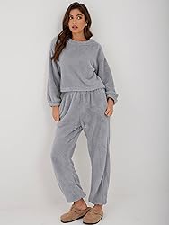 ZAFUL Women's Fuzzy Lounge Casual Pajamas Sets Long