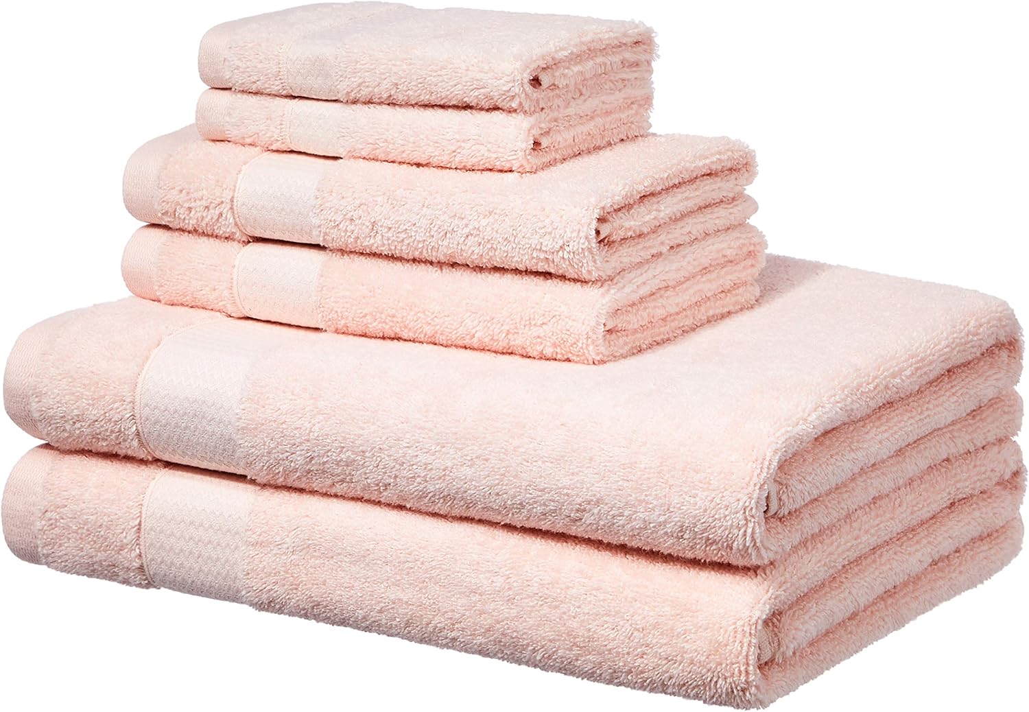 AmazonBasics Everyday Towels 2 Bath, 2 Hand and 2 Washcloths, Blush