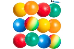 EVERICH TOY 12 Pack Playground Balls Dodgeball Set, 8.5 Inch Dodge Kick Ball Kickball Handball for Kids Adults, Indoor Outdoor Sports Toy for Yard Camp School Recess Ball Game for Boys Girls with Pump