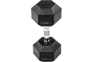 Signature Fitness Rubber Coated Hex Dumbbell Weight Set and Storage Rack, Multiple Packages