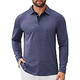 COOFANDY Mens Long Sleeve Polo Shirts Button Casual Tee Collared Work Pullover Shirts