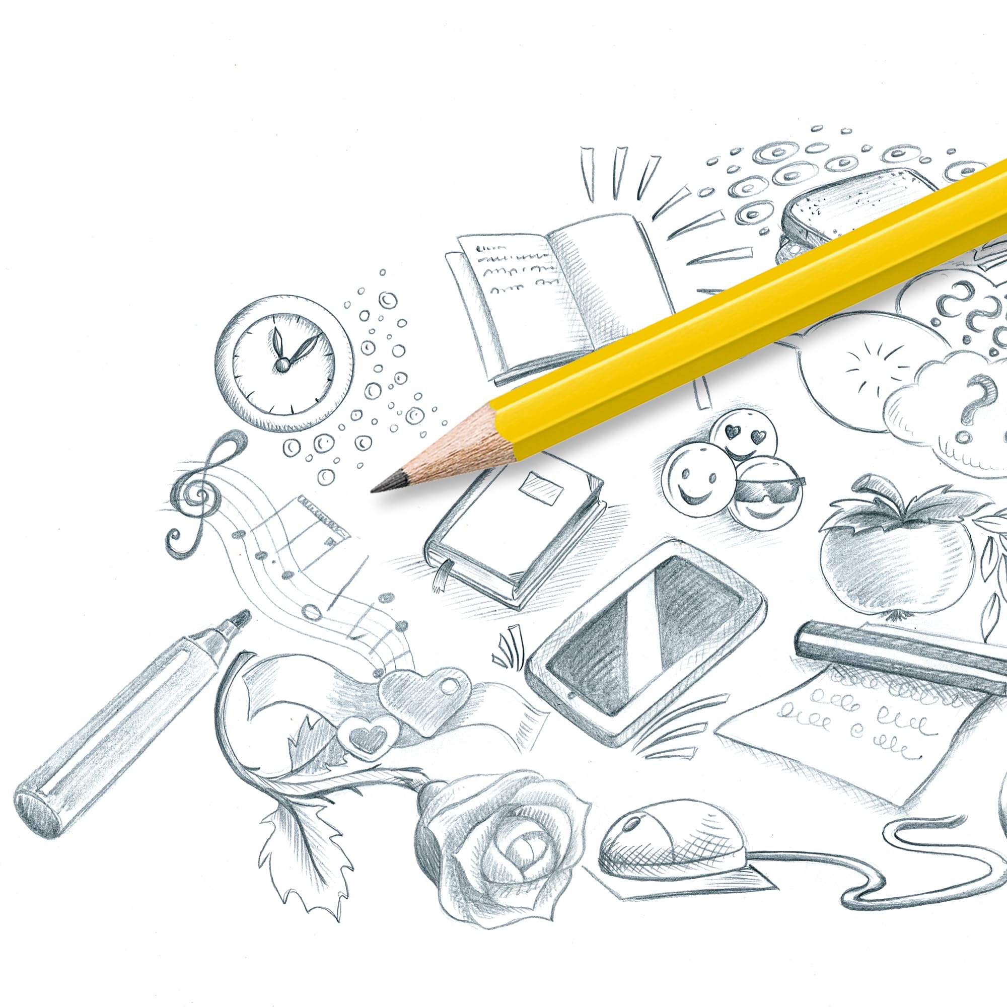 Staedtler Yellow Pencils 1#2, Acrylic, Multicoloured, 0.55 x 1.9 x 8.65 cm