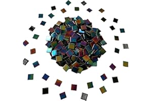 SMEIINIK 1.1 lb/180pcs 3/4 Inch Square Iridescent Mosaic Tiles, Bulk Mosaic Tiles for Crafts, Bright Mosaic Glass Pieces, Stained Glass Tiles for DIY (WB48-A6)