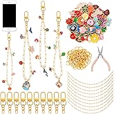 Tondiamo 141 Pcs Cute Phone Charms for Adult Detachable Aesthetic Y2k Cell Phone Charm Making Kit with 50 Charms, 70 Jump Rings and Tools for Women Beginner Jewelry Making Kit Arts and Craft Gift