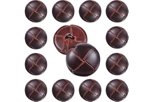 Knitgrip 12 Pcs Brown 20 mm Genuine Leather Cover Buttons Football Buttons with Shank Sew for Clothes Dress Coats Jackets Sweaters Blazers Jeans Handicrafts Fall Sewing Accessories