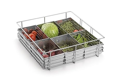 Leaves Stainless Steel Modular Kitchen Vegetable Basket Pullout
