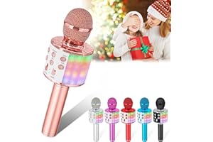 Verkstar Karaoke Microphone, 5-in-1 Wireless Bluetooth Karaoke Mic for Adults Kids, Handheld Mics Speaker with LED Lights,Christmas Birthday Gifts for All Ages